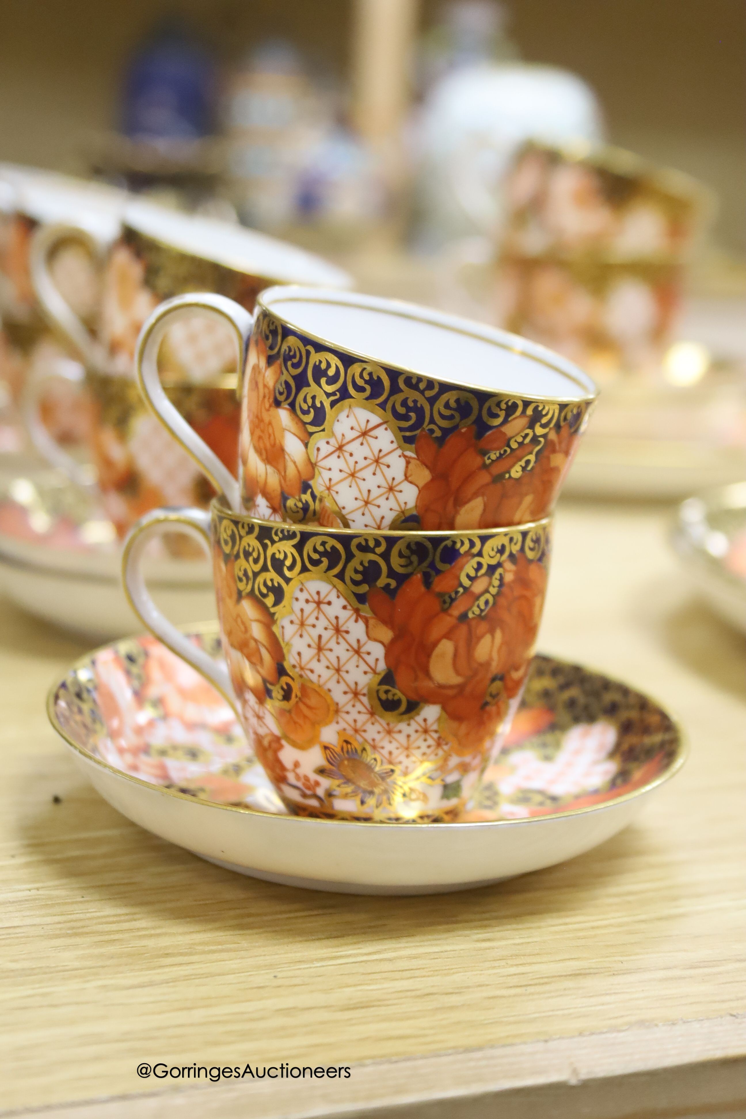 A quantity of Crown Derby Imari pattern No. 2444 tea and coffee wares